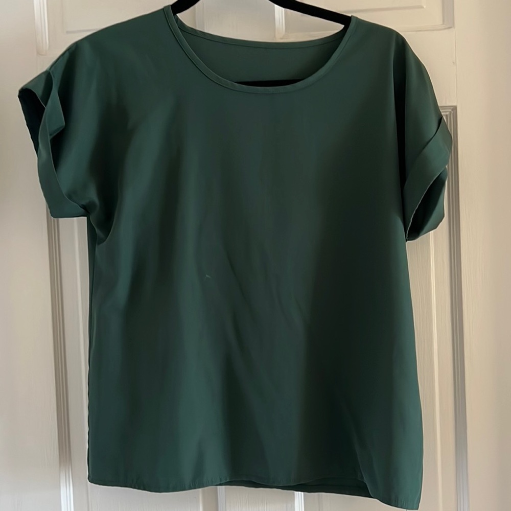 Rolled Cuff Batwing Sleeve Blouse
